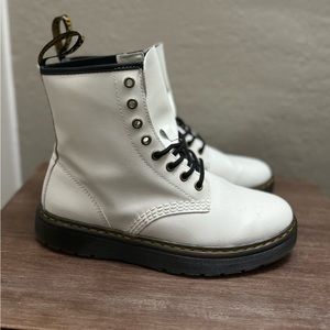 Dr. Marten’s Zavala Combat White Leather Lace Up Boots Women’s Size 8